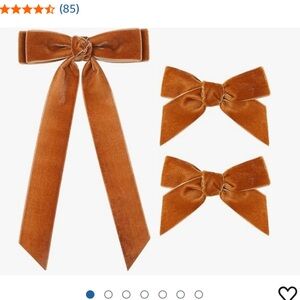 Velvet Bow Hair Clip Set for Women - Tan